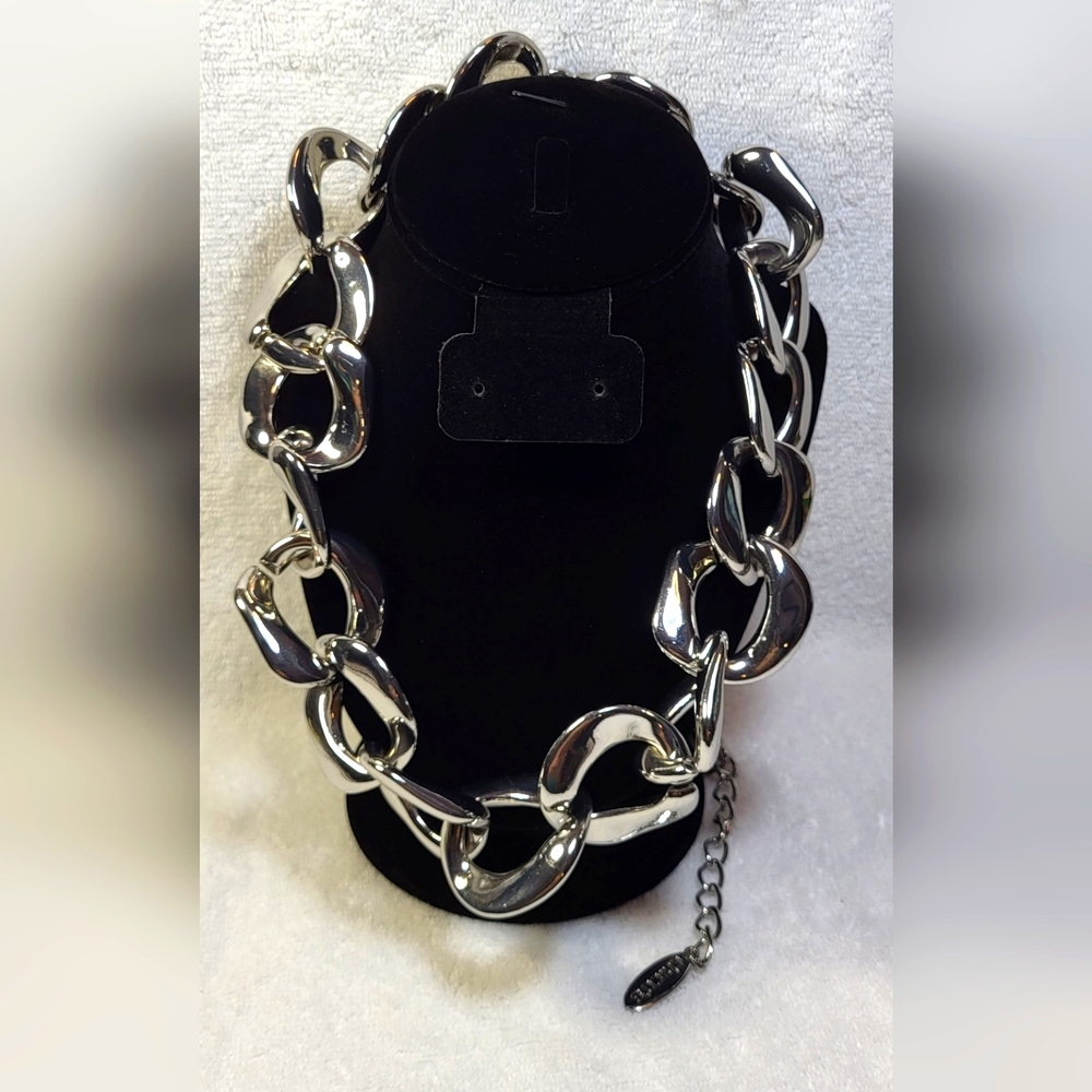 Chico's Interlocking Chunky Silver Link Rope Ligh… - image 1